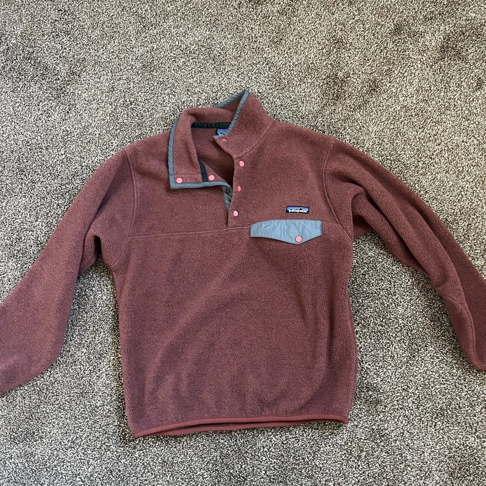 Patagonia Burgundy Snap-T synchilla Fleece Pullover